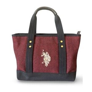 Authentic US.POLO ASSN Tote Bag Canvas Red/Navy Blue Horse Logo